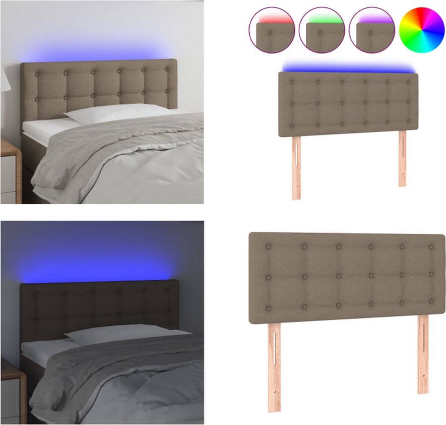 VidaXL Hoofdbord LED 80x5x78 88 cm stof taupe Hoofdbord Hoofdborden Hoofdeinde Houten Hoofdbord - Foto 2
