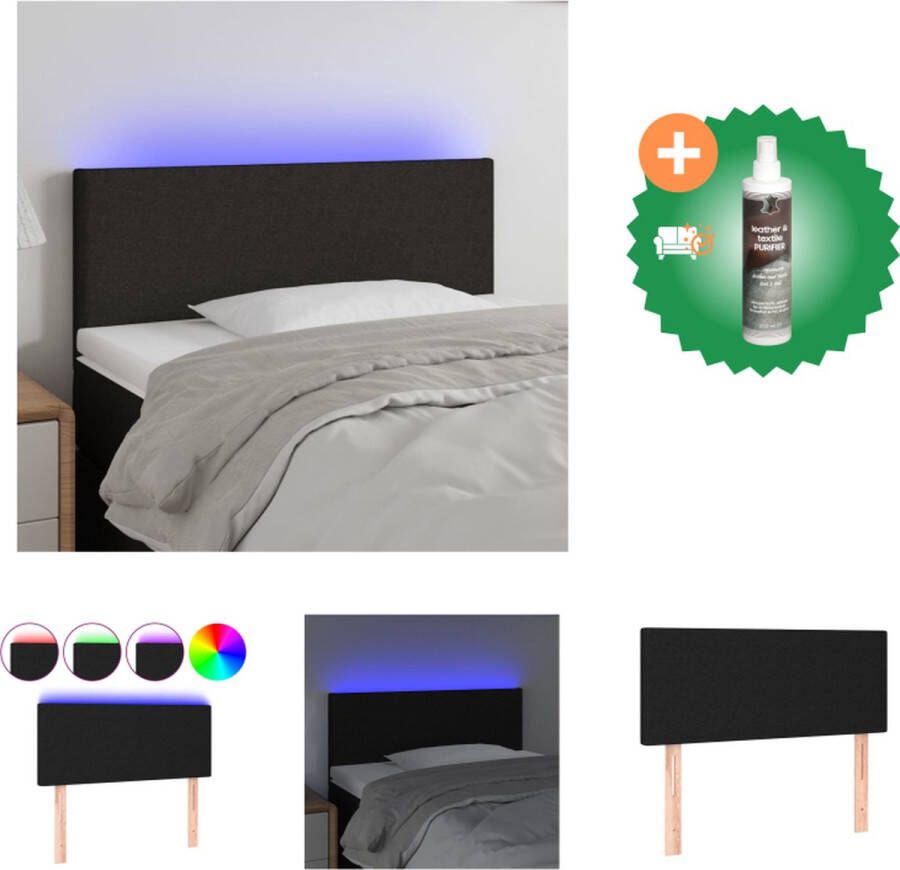 VidaXL Hoofdbord LED 80x5x78 88 cm stof zwart Bedonderdeel Inclusief Reiniger
