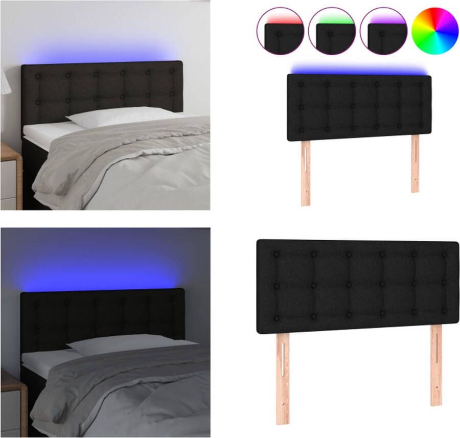VidaXL Hoofdbord LED 80x5x78 88 cm stof zwart Hoofdbord Hoofdborden Hoofdeinde Houten Hoofdbord - Foto 2