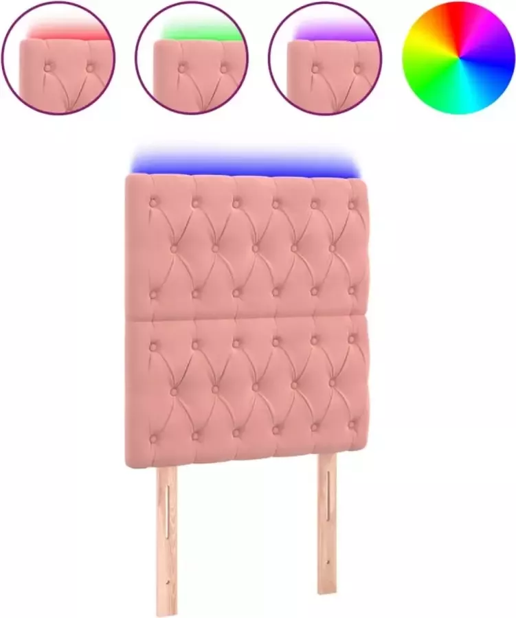 VIDAXL Hoofdbord LED 80x7x118 128 cm fluweel roze - Foto 3