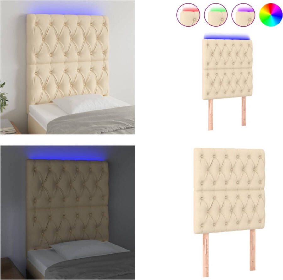 VidaXL Hoofdbord LED 80x7x118 128 cm stof crèmekleurig Hoofdbord Hoofdborden Hoofdeinde Houten Hoofdbord - Foto 2