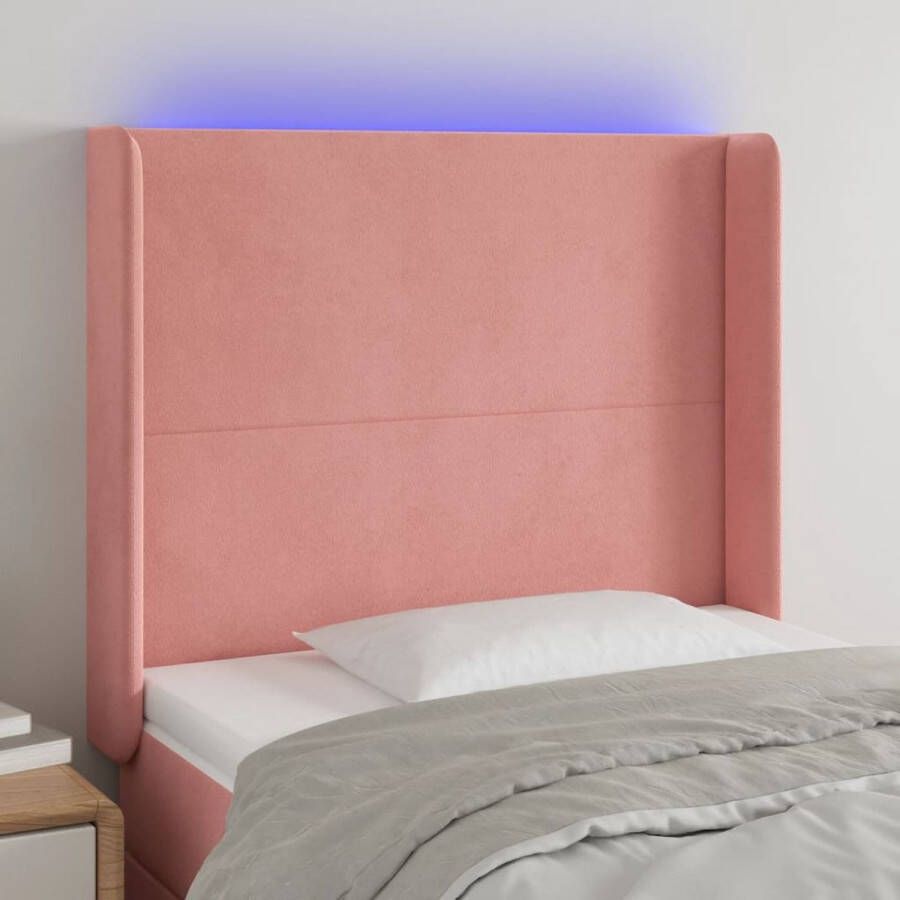 VIDAXL Hoofdbord LED 83x16x118 128 cm fluweel roze - Foto 1