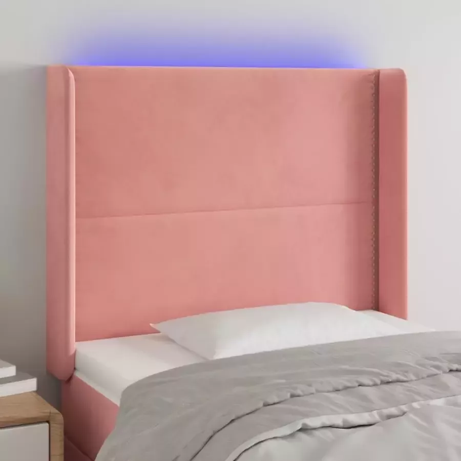 VIDAXL Hoofdbord LED 83x16x118 128 cm fluweel roze