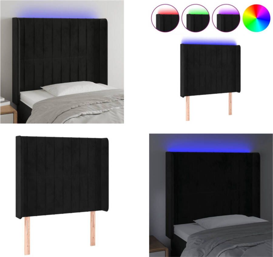 VidaXL Hoofdbord LED 83x16x118 128 cm fluweel zwart Hoofdbord Hoofdborden Hoofdeinde Houten Hoofdbord - Foto 2