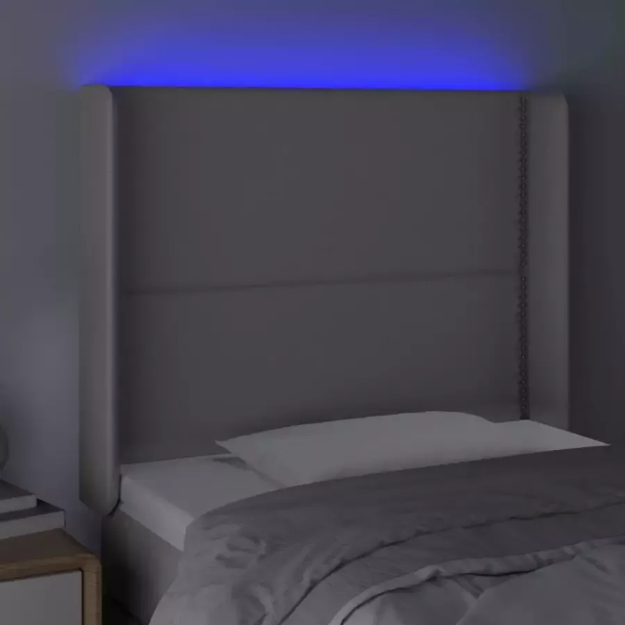 VIDAXL Hoofdbord LED 83x16x118 128 cm kunstleer grijs - Foto 1