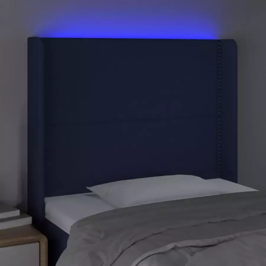 VIDAXL Hoofdbord LED 83x16x118 128 cm stof blauw