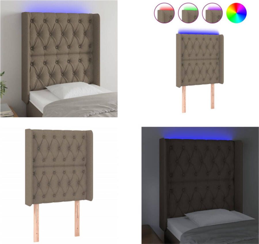 VidaXL Hoofdbord LED 83x16x118 128 cm stof taupe Hoofdbord Hoofdborden Hoofdeinde Houten Hoofdbord