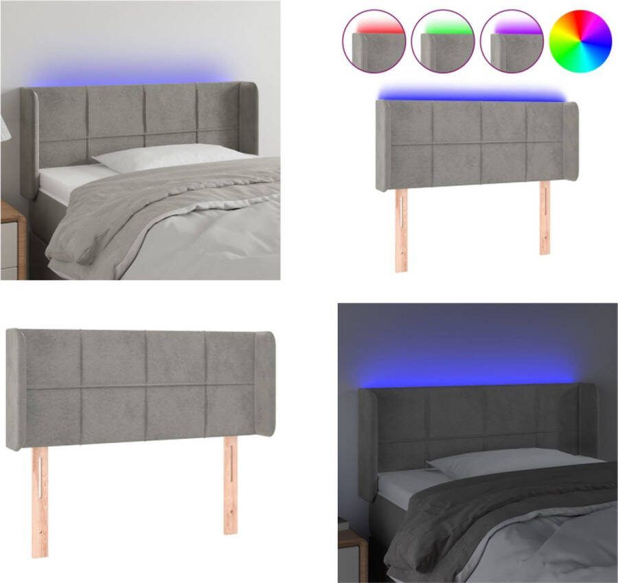 VidaXL Hoofdbord LED 83x16x78 88 cm fluweel lichtgrijs - Foto 4