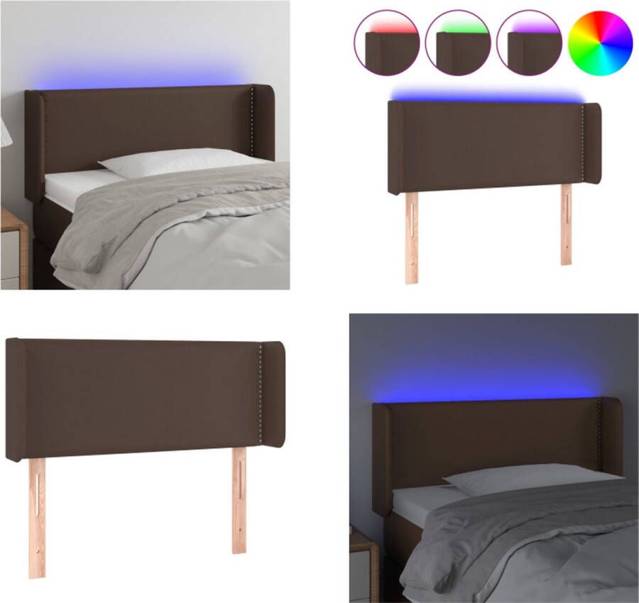 VidaXL Hoofdbord LED 83x16x78 88 cm kunstleer bruin Hoofdbord Hoofdborden Hoofdeinde Houten Hoofdbord