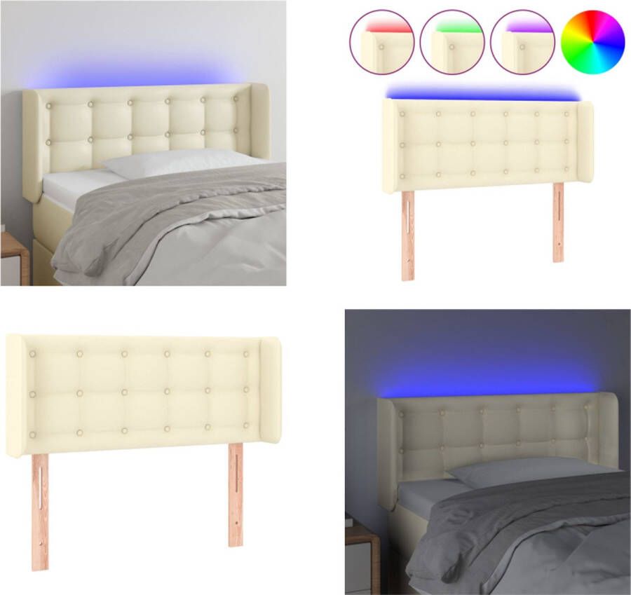 VidaXL Hoofdbord LED 83x16x78 88 cm kunstleer crèmekleurig Hoofdbord Hoofdborden Hoofdeinde Houten Hoofdbord - Foto 1