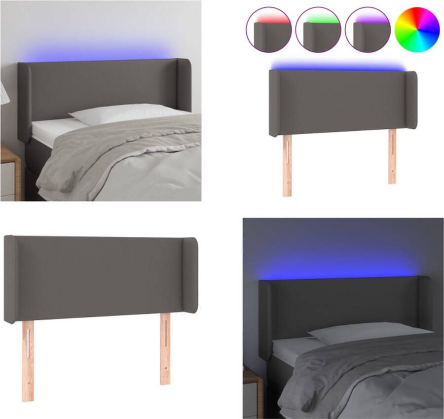 VidaXL Hoofdbord LED 83x16x78 88 cm kunstleer grijs Hoofdbord Hoofdborden Hoofdeinde Houten Hoofdbord - Foto 2