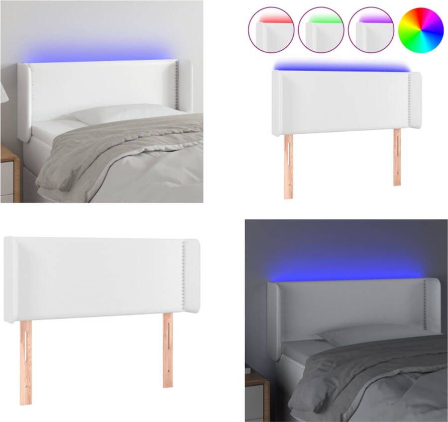 VidaXL Hoofdbord LED 83x16x78 88 cm kunstleer wit Hoofdbord Hoofdborden Hoofdeinde Houten Hoofdbord - Foto 1
