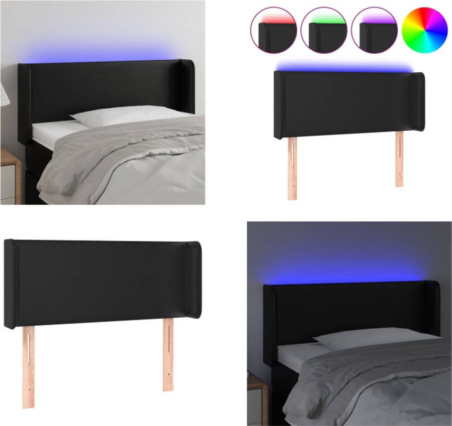 VidaXL Hoofdbord LED 83x16x78 88 cm kunstleer zwart Hoofdbord Hoofdborden Hoofdeinde Houten Hoofdbord
