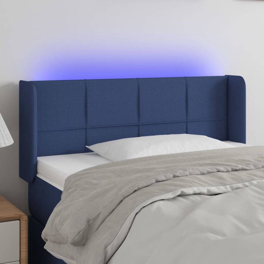 VIDAXL Hoofdbord LED 83x16x78 88 cm stof blauw - Foto 1