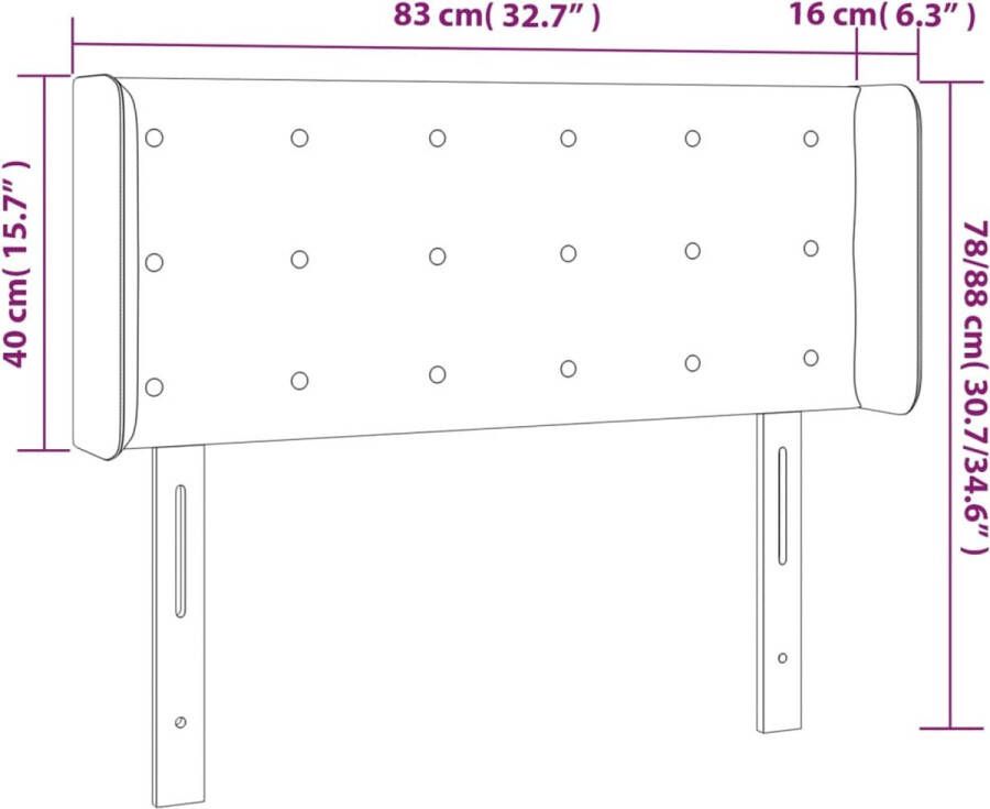 VIDAXL Hoofdbord LED 83x16x78 88 cm stof crèmekleurig - Foto 2