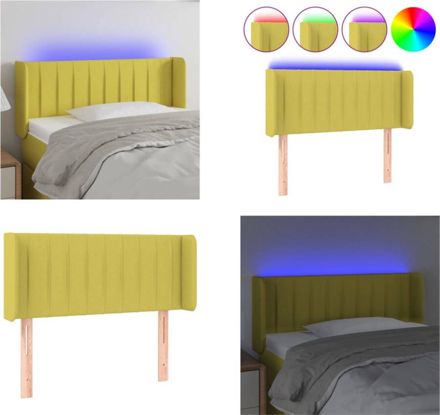 VidaXL Hoofdbord LED 83x16x78 88 cm stof groen Hoofdbord Hoofdborden Hoofdeinde Houten Hoofdbord