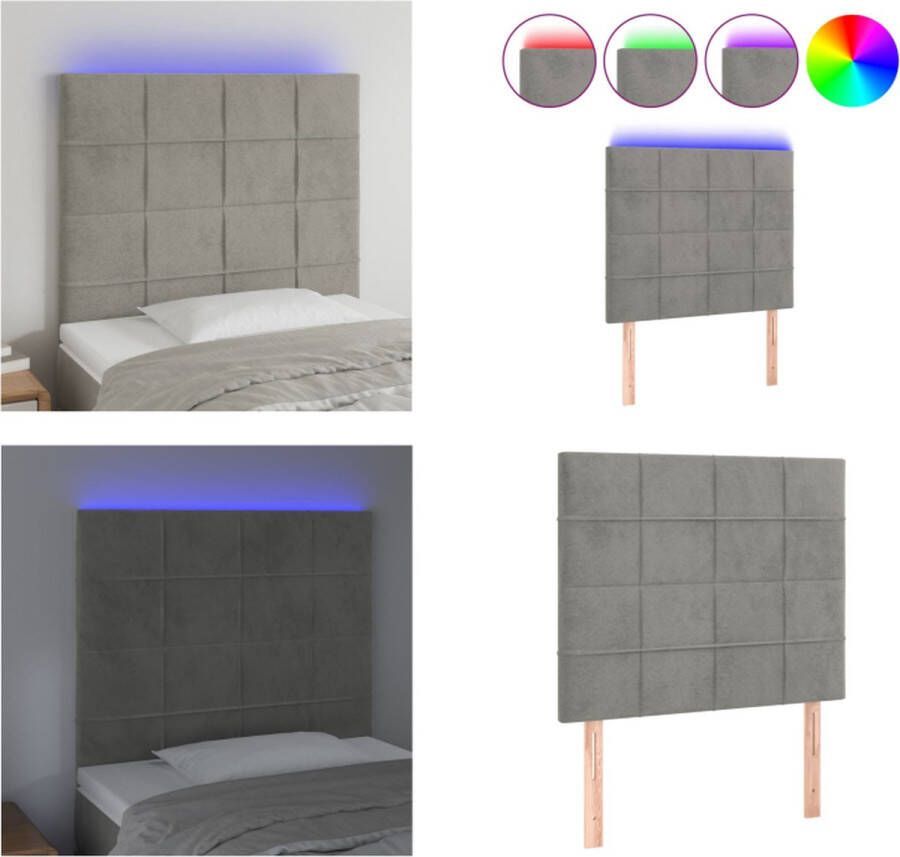 VidaXL Hoofdbord LED 90x5x118 128 cm fluweel lichtgrijs Hoofdbord Hoofdborden Hoofdeinde Houten Hoofdbord - Foto 2