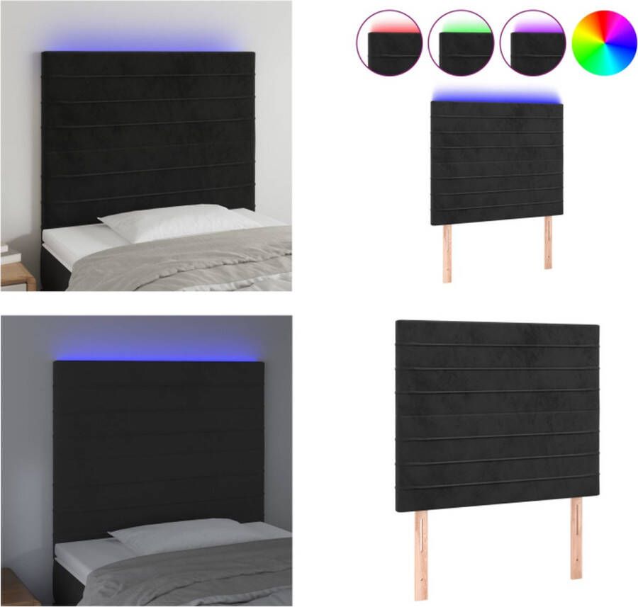 VidaXL Hoofdbord LED 90x5x118 128 cm fluweel zwart Hoofdbord Hoofdborden Hoofdeinde Houten Hoofdbord - Foto 2