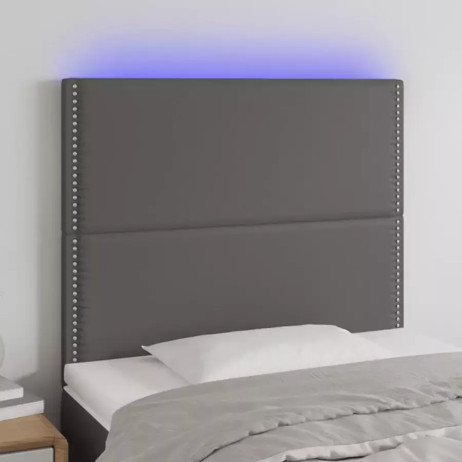 VIDAXL Hoofdbord LED 90x5x118 128 cm kunstleer grijs - Foto 1