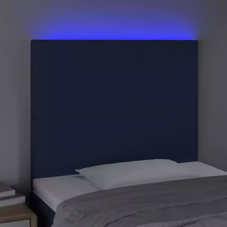 VidaXL Hoofdbord LED 90x5x118 128 cm stof blauw