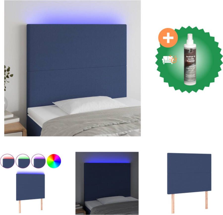 VidaXL Hoofdbord LED 90x5x118 128 cm stof blauw Bedonderdeel Inclusief Reiniger