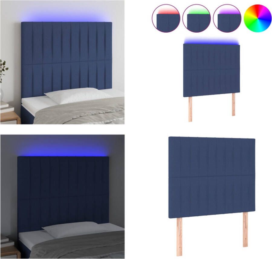 VidaXL Hoofdbord LED 90x5x118 128 cm stof blauw Hoofdbord Hoofdborden Hoofdeinde Houten Hoofdbord