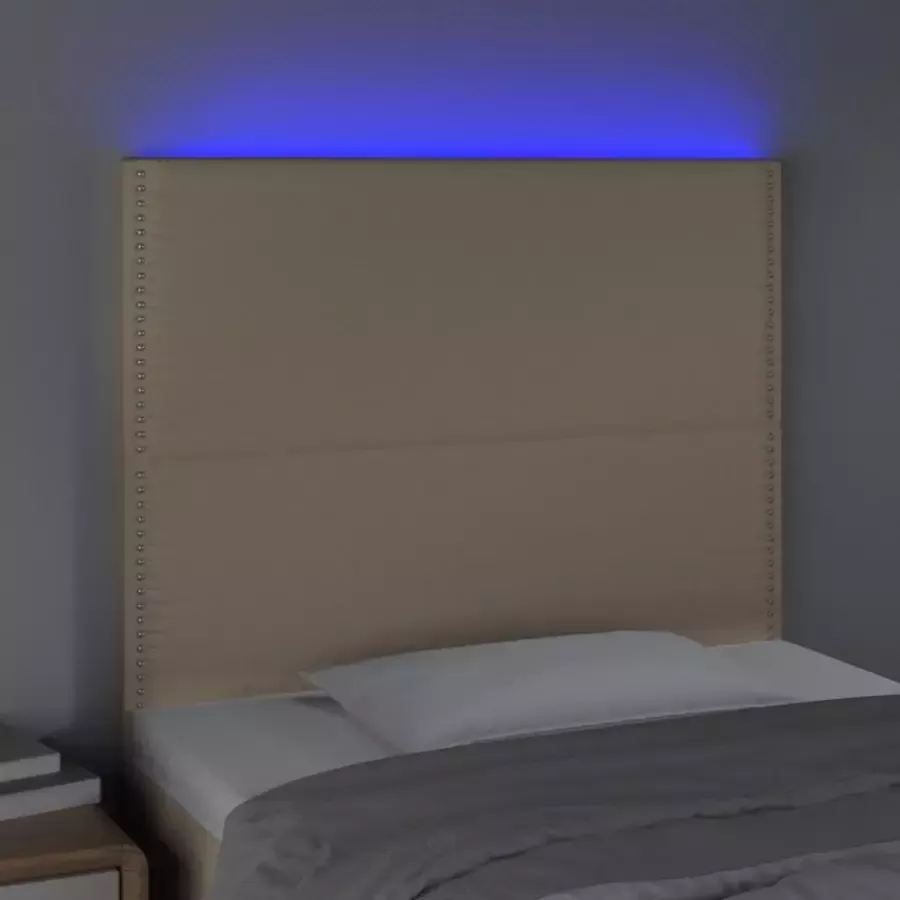 VIDAXL Hoofdbord LED 90x5x118 128 cm stof crèmekleurig