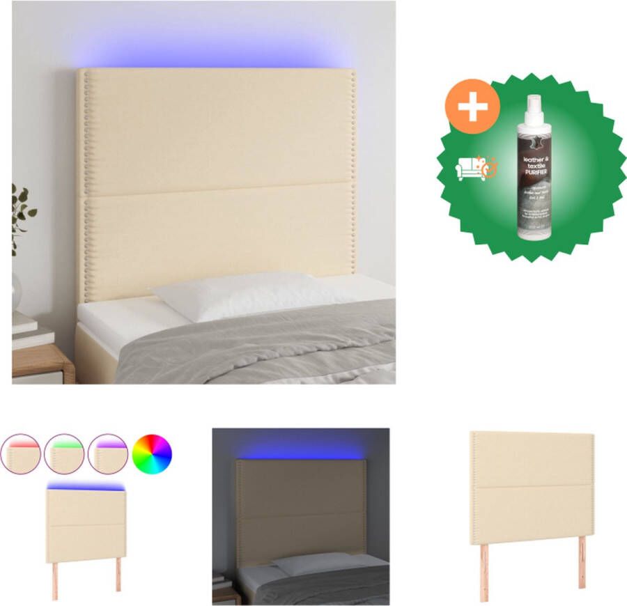 VidaXL Hoofdbord LED 90x5x118 128 cm stof crèmekleurig Bedonderdeel Inclusief Reiniger