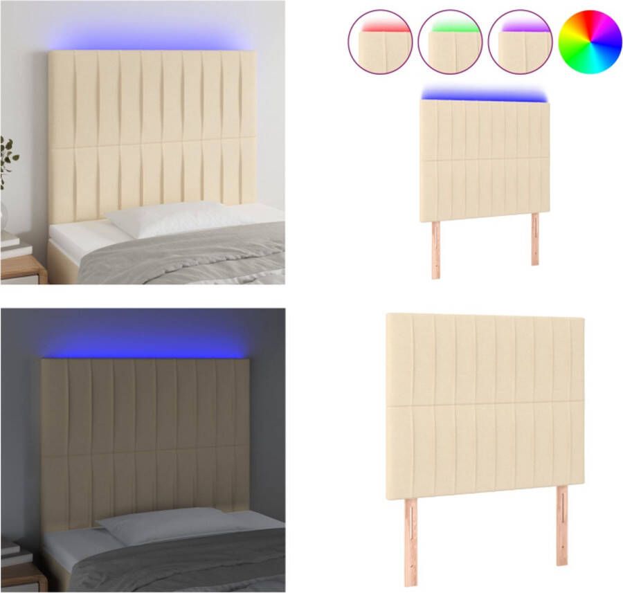VidaXL Hoofdbord LED 90x5x118 128 cm stof crèmekleurig Hoofdbord Hoofdborden Hoofdeinde Houten Hoofdbord - Foto 2