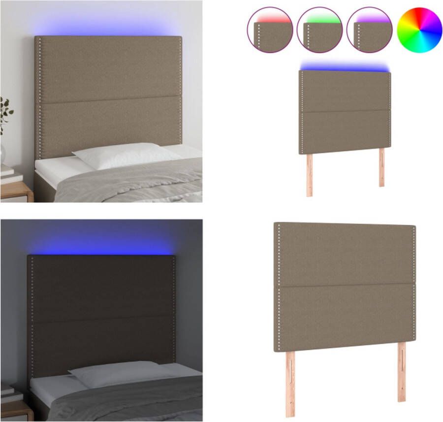 VidaXL Hoofdbord LED 90x5x118 128 cm stof taupe Hoofdbord Hoofdborden Hoofdeinde Houten Hoofdbord