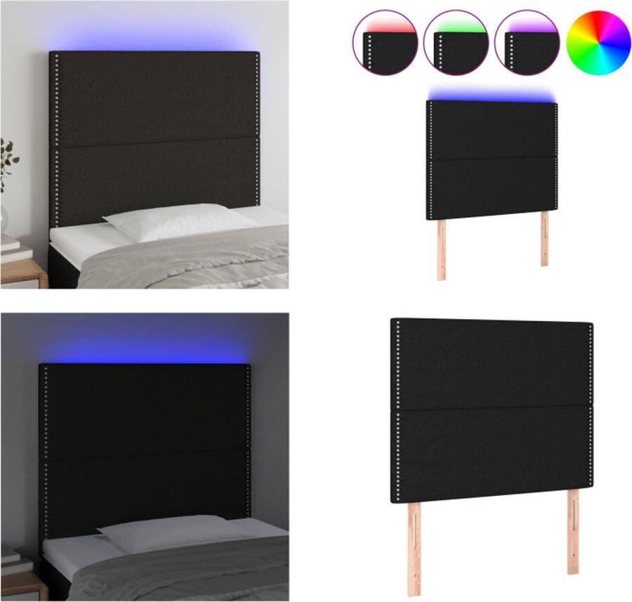 VidaXL Hoofdbord LED 90x5x118 128 cm stof zwart Hoofdbord Hoofdborden Hoofdeinde Houten Hoofdbord