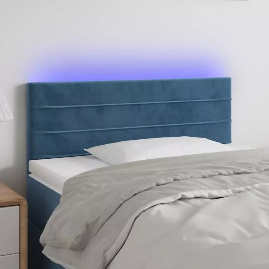 VIDAXL Hoofdbord LED 90x5x78 88 cm fluweel donkerblauw - Foto 1