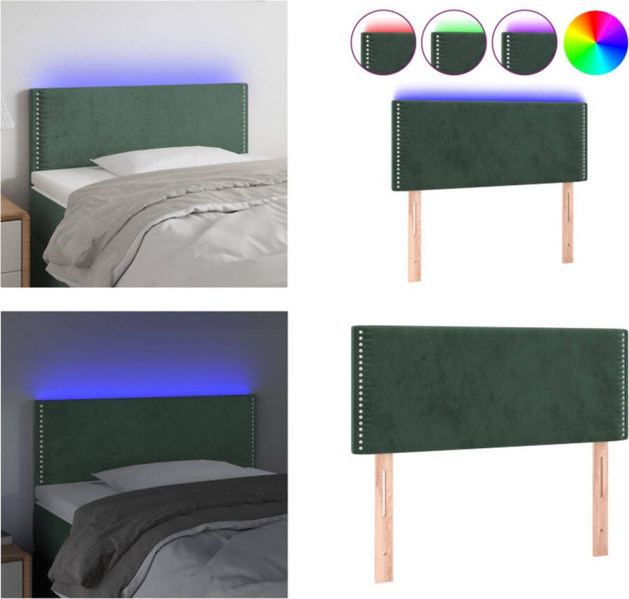 VidaXL Hoofdbord LED 90x5x78 88 cm fluweel donkergroen Hoofdbord Hoofdborden Hoofdeinde Houten Hoofdbord - Foto 2