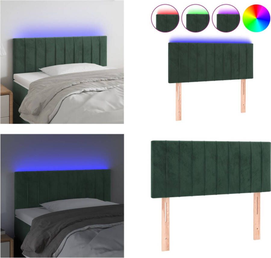 VidaXL Hoofdbord LED 90x5x78 88 cm fluweel donkergroen Hoofdbord Hoofdborden Hoofdeinde Houten Hoofdbord