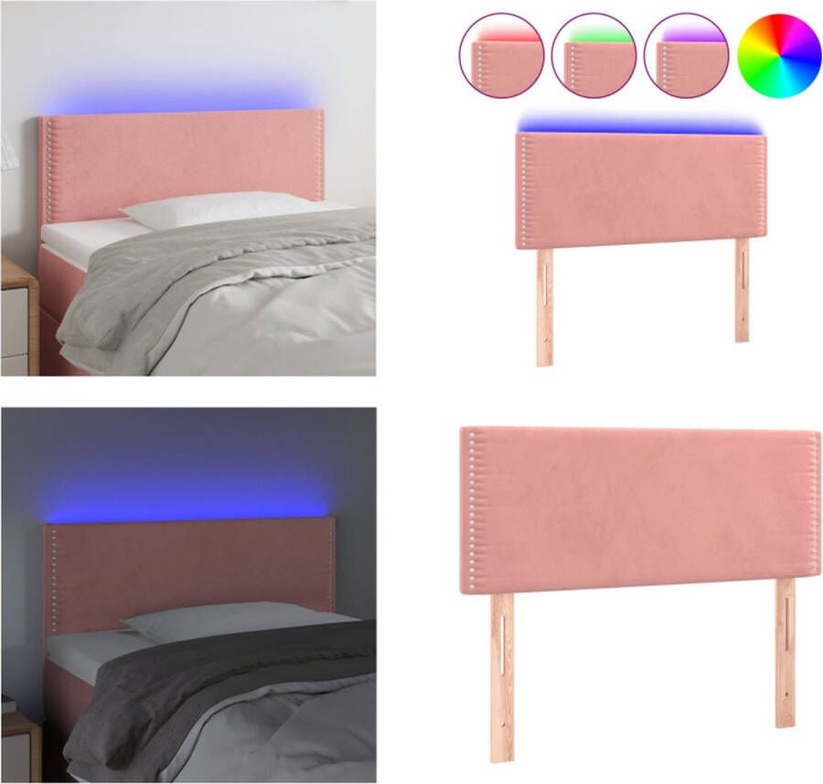 VidaXL Hoofdbord LED 90x5x78 88 cm fluweel roze Hoofdbord Hoofdborden Hoofdeinde Houten Hoofdbord - Foto 2