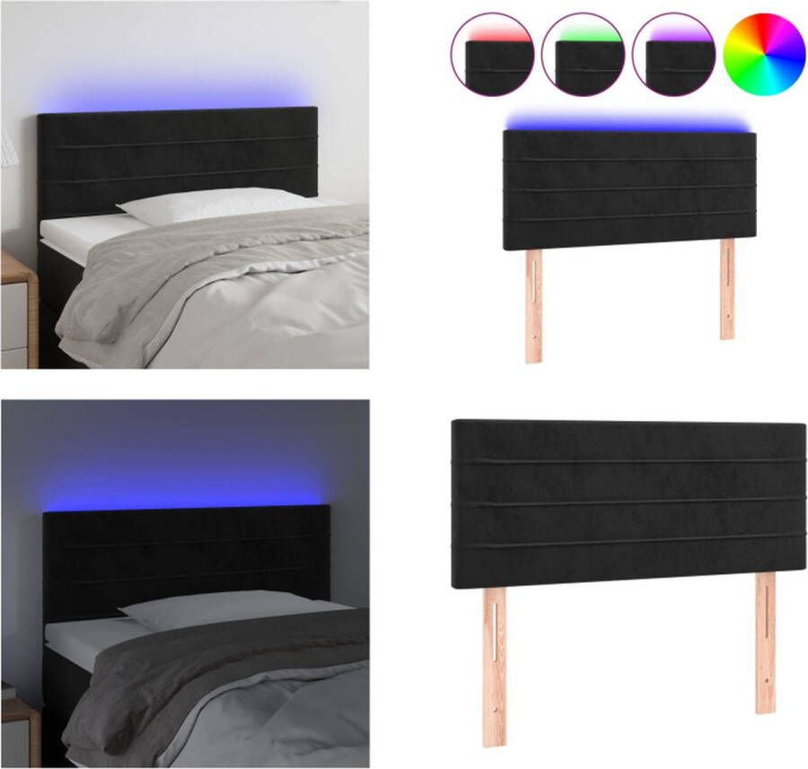 VidaXL Hoofdbord LED 90x5x78 88 cm fluweel zwart Hoofdbord Hoofdborden Hoofdeinde Houten Hoofdbord - Foto 2