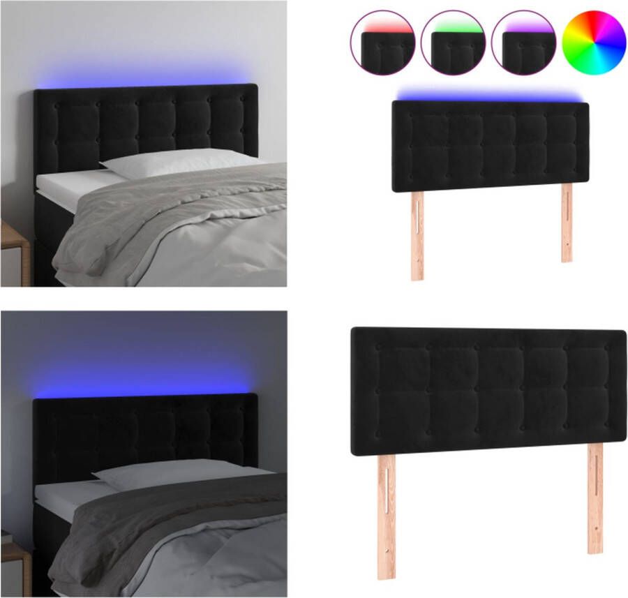 VidaXL Hoofdbord LED 90x5x78 88 cm fluweel zwart Hoofdbord Hoofdborden Hoofdeinde Houten Hoofdbord
