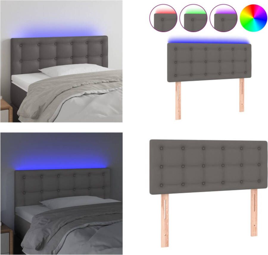 VidaXL Hoofdbord LED 90x5x78 88 cm kunstleer grijs Hoofdbord Hoofdborden Hoofdeinde Houten Hoofdbord