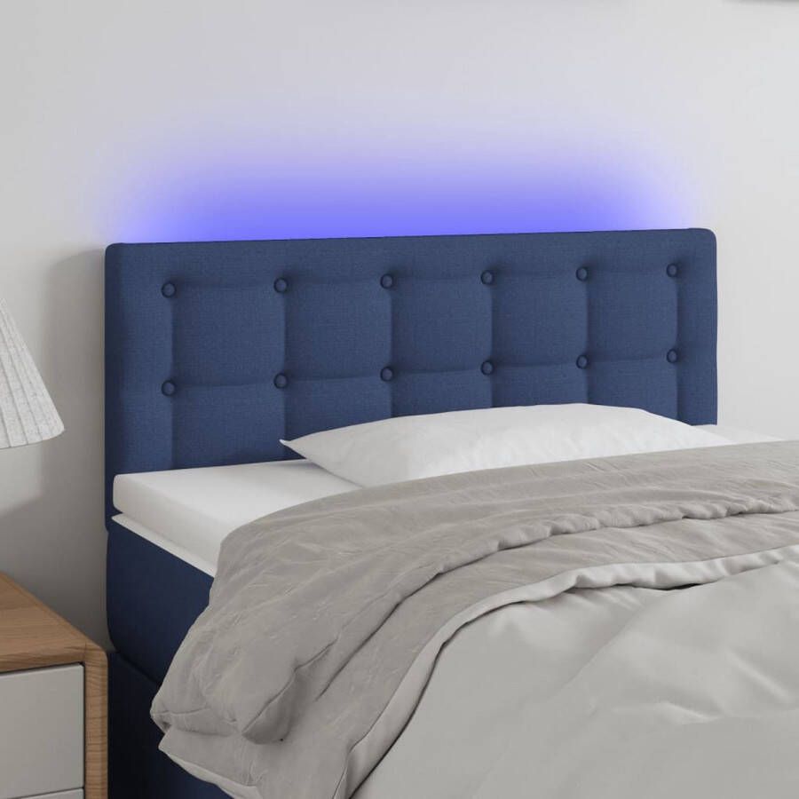 VIDAXL Hoofdbord LED 90x5x78 88 cm stof blauw