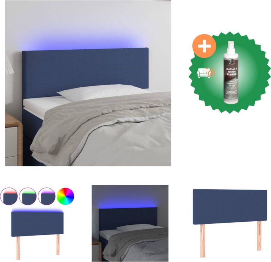 VidaXL Hoofdbord LED 90x5x78 88 cm stof blauw Bedonderdeel Inclusief Reiniger