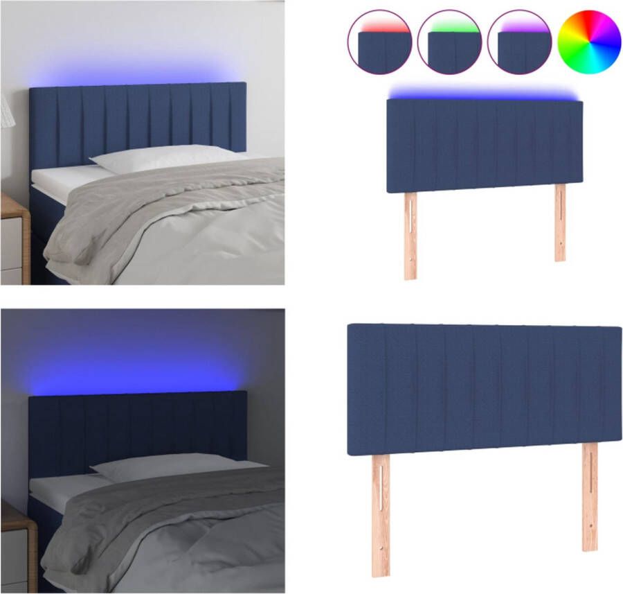 vidaXL Hoofdbord LED 90x5x78 88 cm stof blauw Hoofdbord Hoofdborden Hoofdeinde Houten Hoofdbord