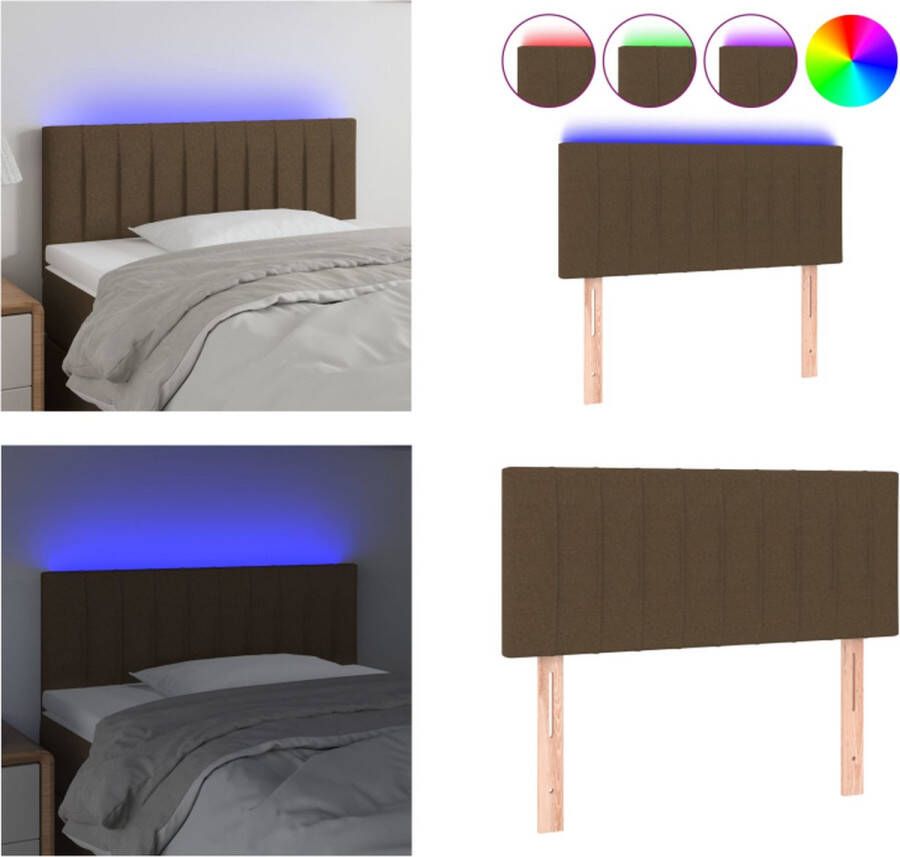 VidaXL Hoofdbord LED 90x5x78 88 cm stof donkerbruin Hoofdbord Hoofdborden Hoofdeinde Houten Hoofdbord