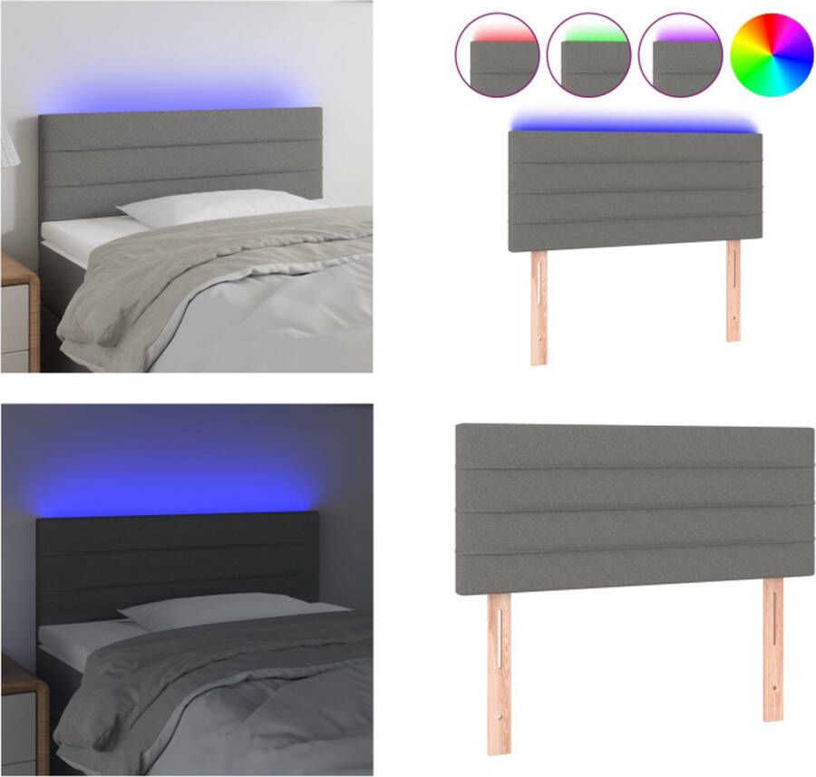 VidaXL Hoofdbord LED 90x5x78 88 cm stof donkergrijs Hoofdbord Hoofdborden Hoofdeinde Houten Hoofdbord - Foto 2