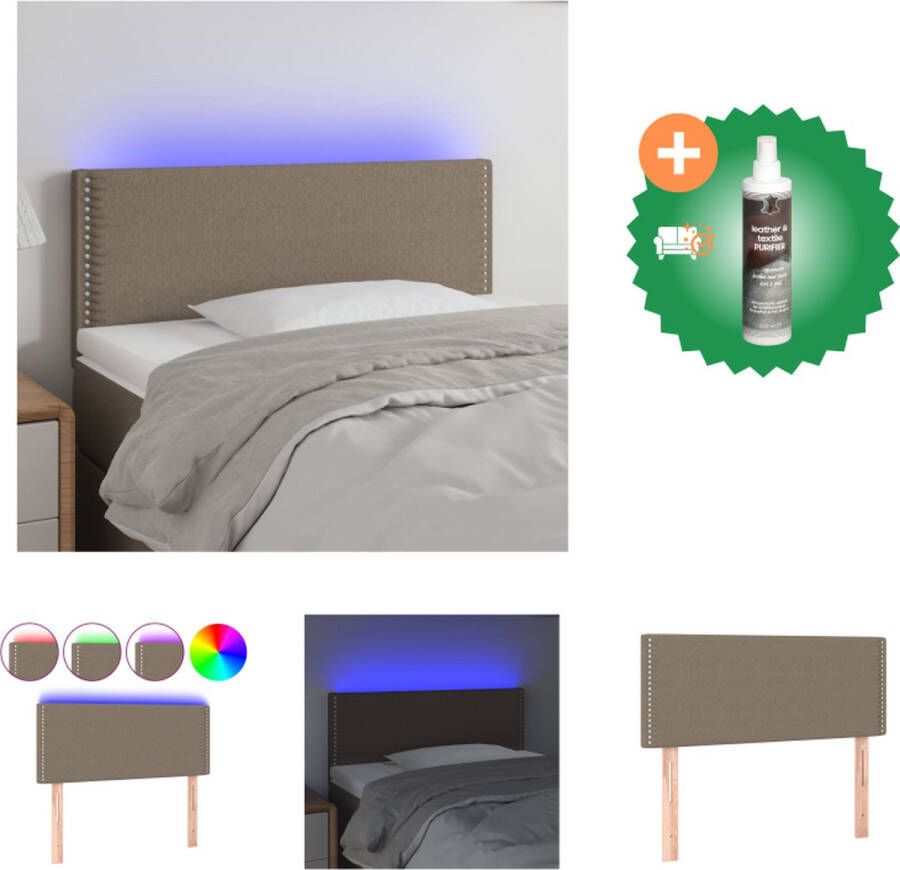 VidaXL Hoofdbord LED 90x5x78 88 cm stof taupe Bedonderdeel Inclusief Reiniger