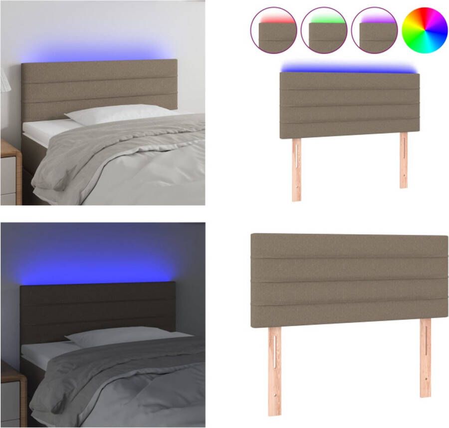 VidaXL Hoofdbord LED 90x5x78 88 cm stof taupe Hoofdbord Hoofdborden Hoofdeinde Houten Hoofdbord - Foto 2
