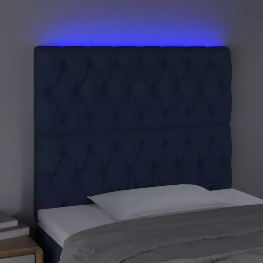VIDAXL Hoofdbord LED 90x7x118 128 cm stof blauw - Foto 2
