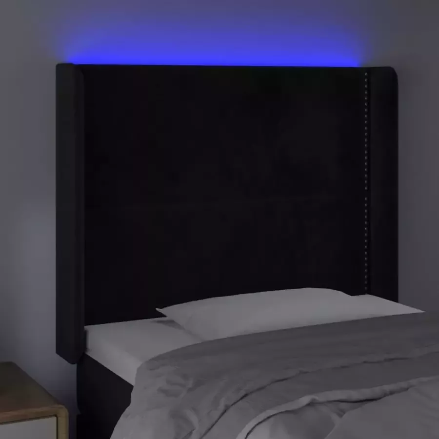 VIDAXL Hoofdbord LED 93x16x118 128 cm fluweel zwart - Foto 1