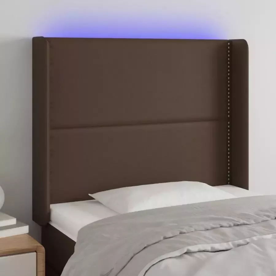 VIDAXL Hoofdbord LED 93x16x118 128 cm kunstleer bruin