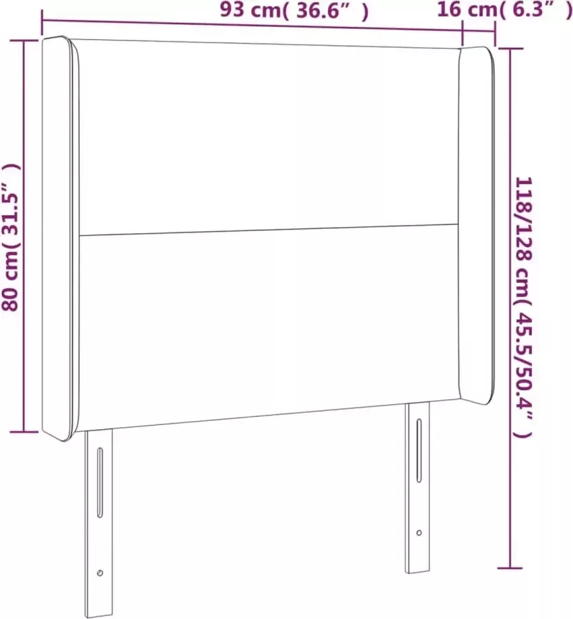 VIDAXL Hoofdbord LED 93x16x118 128 cm stof blauw - Foto 3