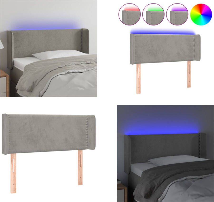 VidaXL Hoofdbord LED 93x16x78 88 cm fluweel lichtgrijs Hoofdbord Hoofdborden Hoofdeinde Houten Hoofdbord - Foto 2
